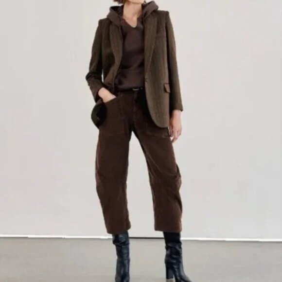 Nili Lotan Shon Pants Corduroy Espresso 0 - Picture 1 of 11